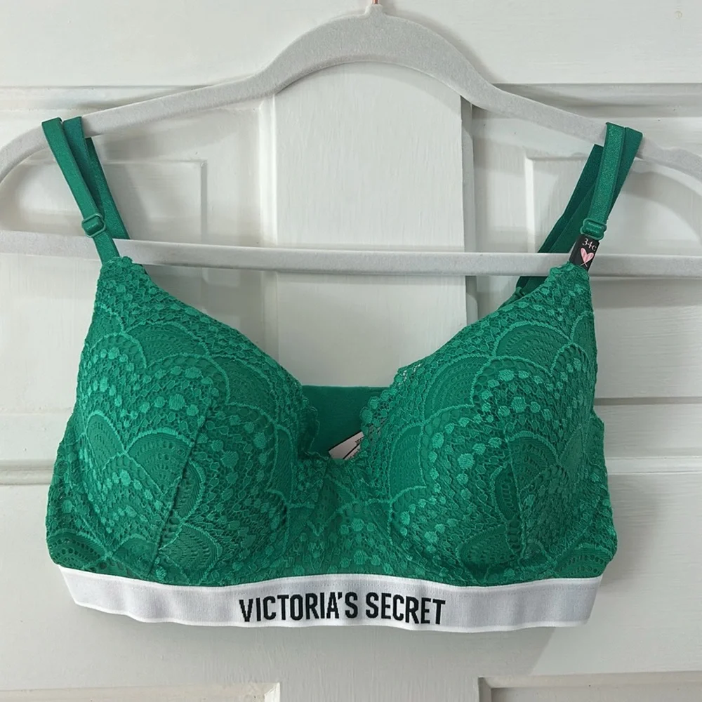 NWT Victoria's Secret Teal Lace Bra size 34C - Picture 3 of 8